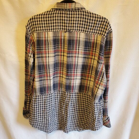 ANTHROPOLOGIE Kyla Seo Love Caite Handmade Mixed Plaid Shirt Top Sz XXL Boho - Picture 2 of 7